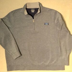 LL Bean Mens Pullover 1/4 Zip Gray Traditional Fit Size XXL Stretch Pique